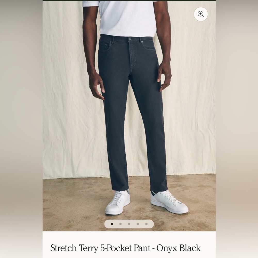 Faherty Stretch Terry 5-Pocket Pant - Onyx Black - 29x30